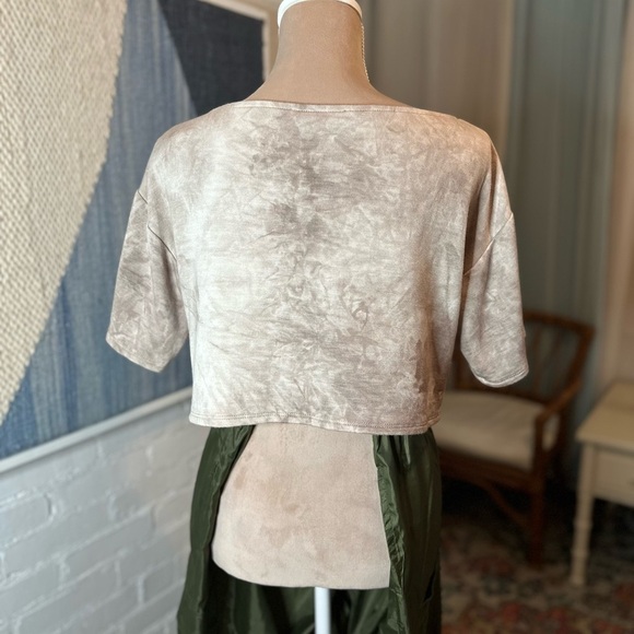 Blue Blush Neutral Tie Dye Oversized Soft Cropped Tee - Picture 6 of 7